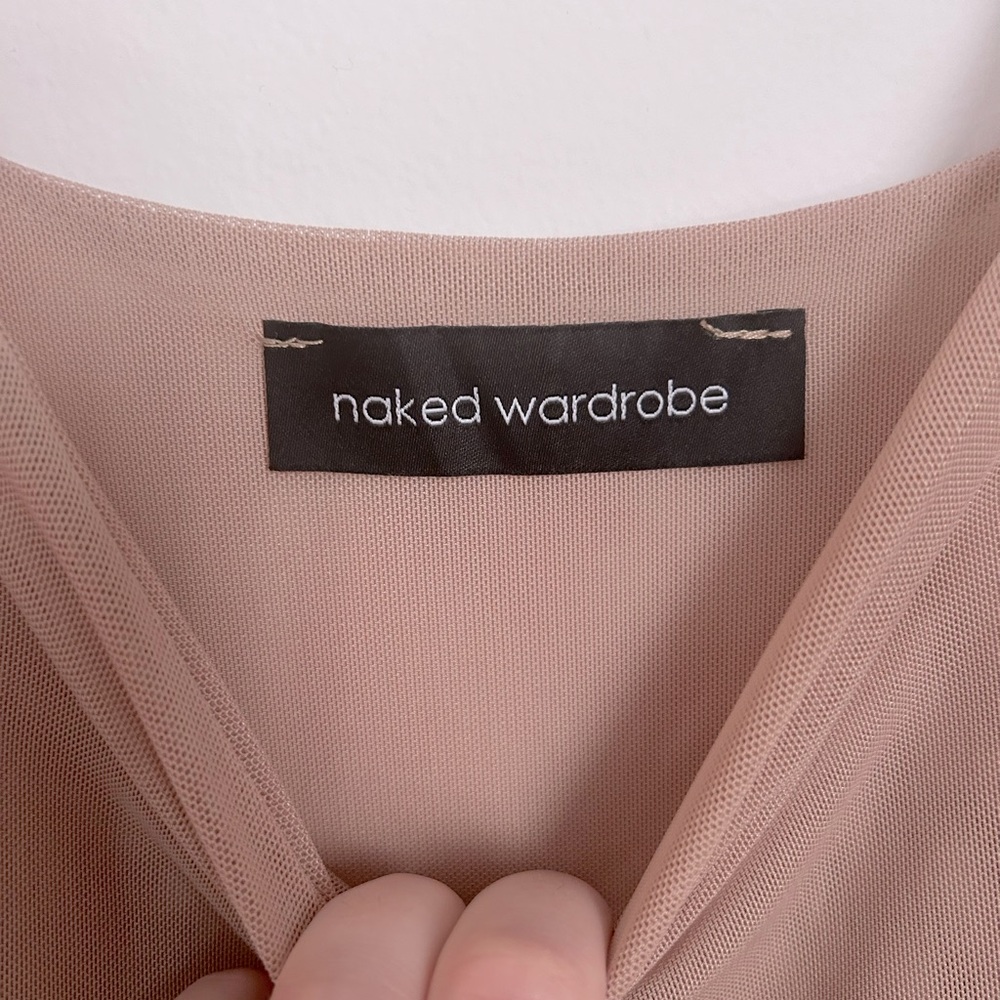NAKED WARDROBE - See-Through Bodycon Nude Dress - Picture 3 of 5